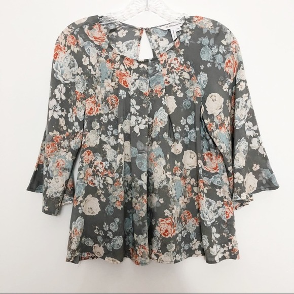 BCBGeneration Floral Blouse Grey Blue Size XXS - Picture 1 of 8